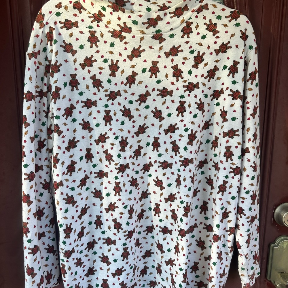 Basic Editions Bear and Leaf Print Shirt